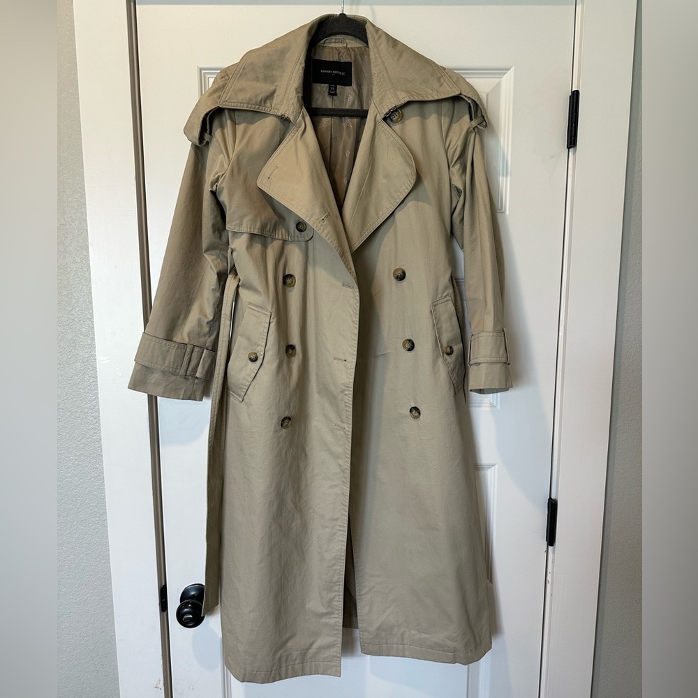 Banana Republic Factory Beige Double-Breasted Trench Coat